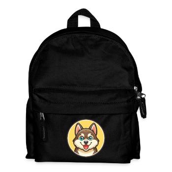 Alaskan Klee Kai Dog Breed Cartoon Kawaii Clipart - Kids' Backpack - black - Front