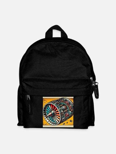 Turbine Unleashed: Comic Art - Flugzeug Turbine - Kinder Rucksack - Schwarz