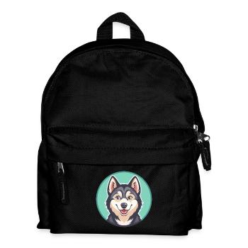 Alaskan Klee Kai Dog Breed Cartoon Kawaii Clipart - Kids' Backpack - black - Front