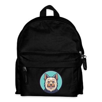 Australian Silky Terrier Chien Race Dessin Animé Kawaii - Sac à dos Enfant - noir - Devant
