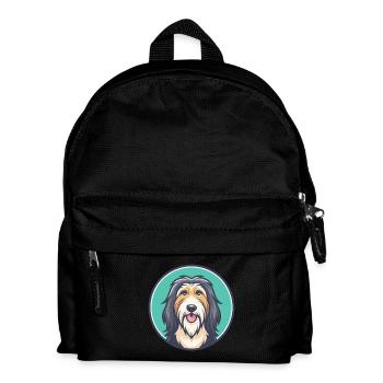 Bärtiger Collie Hund Rasse Cartoon Kawaii Clipart - Kinder Rucksack - Schwarz - Vorne