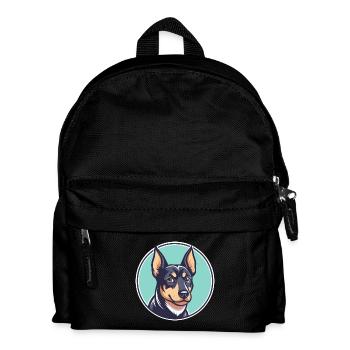 Black And Tan Terrier Dog Breed Cartoon Kawaii Pet - Kids' Backpack - black - Front