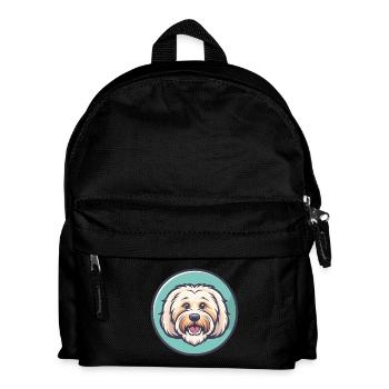 Coton De Tulear Chien Race Dessin animé Kawaii Clipart - Sac à dos Enfant - noir - Devant