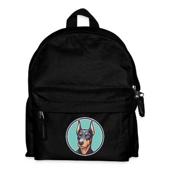 Doberman Chien Race Coloré Dessin animé Kawaii Clipart - Sac à dos Enfant - noir - Devant