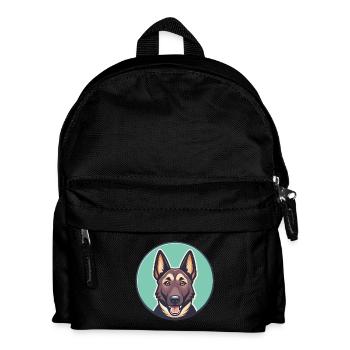 Holländischer Schäferhund Hunderasse Karikatur Kawaii Clipart - Kinder Rucksack - Schwarz - Vorne