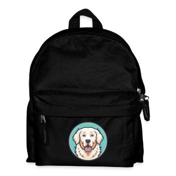 Hungarian Kuvasz Dog Breed Cartoon Kawaii Clipart - Kids' Backpack - black - Front