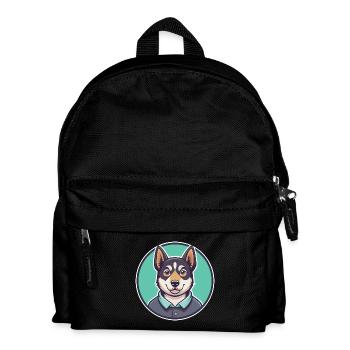 Kuri Hund Rasse Cartoon Kawaii Clipart Illustration - Kinder Rucksack - Schwarz - Vorne