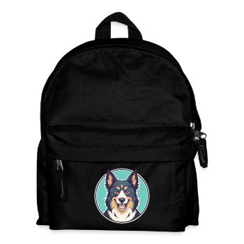 Lapponischer Hirte Hund Rasse Karikatur Kawaii Clipart - Kinder Rucksack - Schwarz - Vorne
