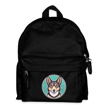 Lundehund Chien Race Dessin animé Kawaii Clipart Animal - Sac à dos Enfant - noir - Devant
