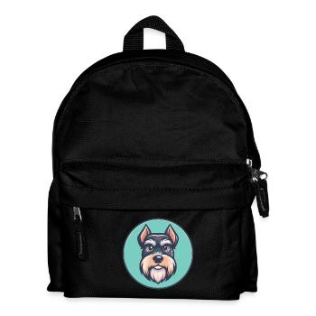 Mittelschnauzer Race Chien Dessin animé Kawaii Clipart - Sac à dos Enfant - noir - Devant