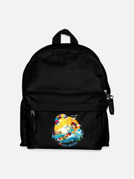 Bunte Illustration eines Kitesurfers - Kinder Rucksack - Schwarz