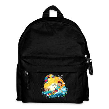 Illustration colorée d’un kitesurfeur - Sac à dos Enfant - noir - Devant