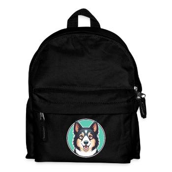 Norrbottenspets Chien Race Dessin animé Kawaii Clipart - Sac à dos Enfant - noir - Devant