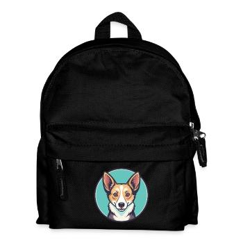 Portugiesische Podengo Hunderasse Karikatur Kawaii - Kinder Rucksack - Schwarz - Vorne