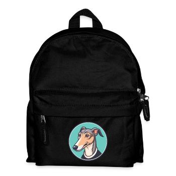 Rampur Greyhound Chien Race Dessin animé Kawaii Clipart - Sac à dos Enfant - noir - Devant