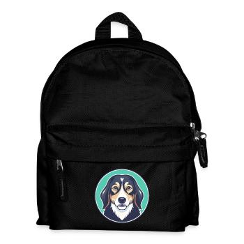 Chien de chasse tricolore sibérien Race Dessin animé Kawaii - Sac à dos Enfant - noir - Devant