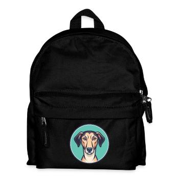 Sloughi Hunderasse Zeichentrickfigur Kawaii Clipart - Kinder Rucksack - Schwarz - Vorne