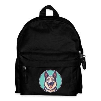 Berger Chien Race Dessin animé Kawaii Clipart - Sac à dos Enfant - noir - Devant