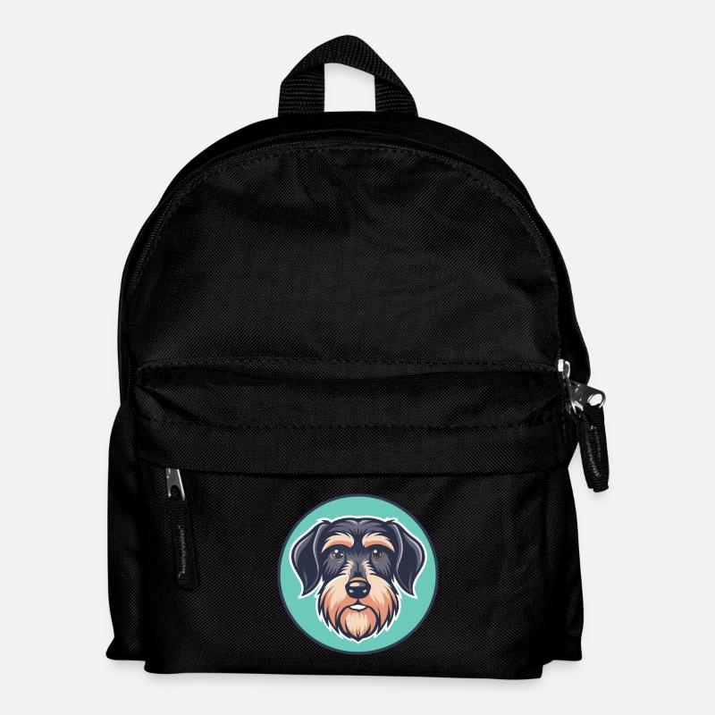 Drahthaariger Dackel Hunderasse Cartoon Kawaii Haustier - Kinder Rucksack - Schwarz