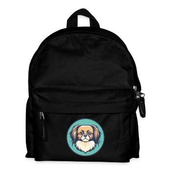 Tibetan Spaniel Dog Breed Cartoon Kawaii Clipart - Kids' Backpack - black - Front