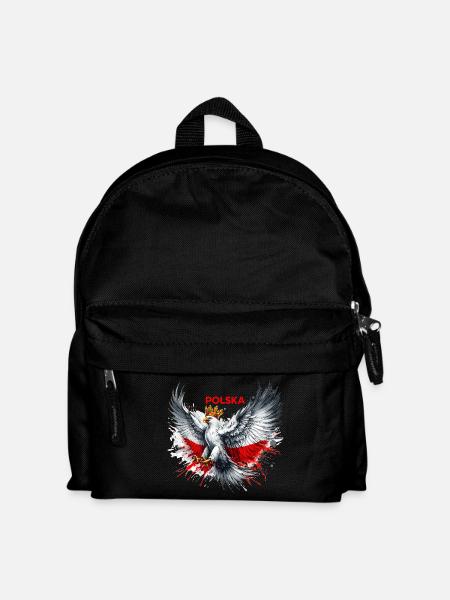 Polen Polska polnisch rot weiß Adler Krone Geschen - Kinder Rucksack - Schwarz