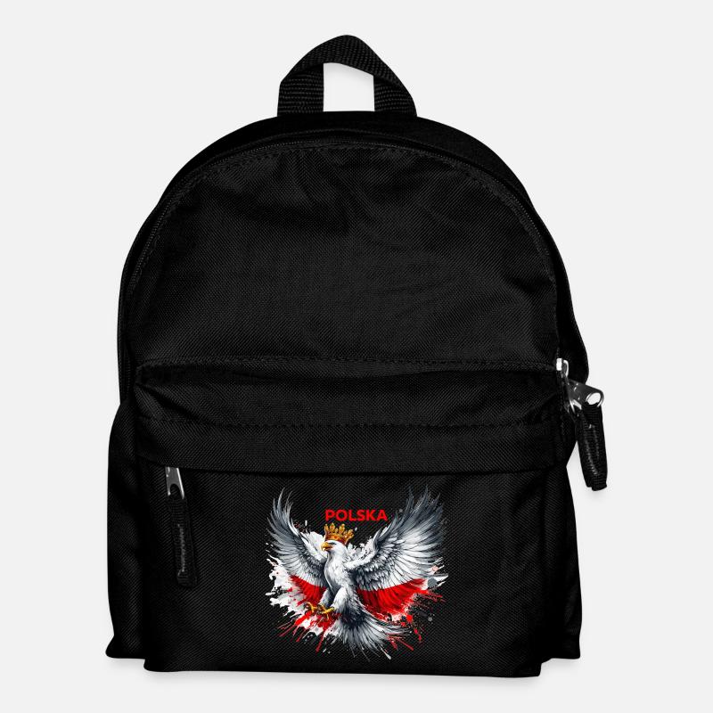 Polen Polska polnisch rot weiß Adler Krone Geschen - Kinder Rucksack - Schwarz