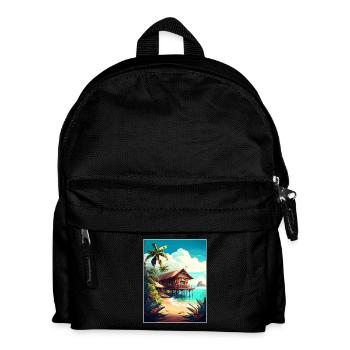 Zanzibar Tanzania Travel Poster Souvenir Paint WPA - Kids' Backpack - black - Front