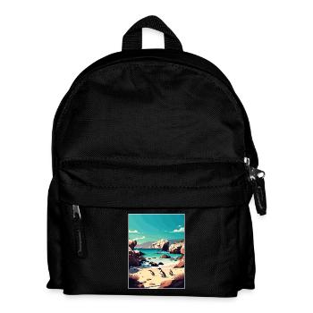 Boulder Beach South Africa Travel Poster Souvenir - Kids' Backpack - black - Front