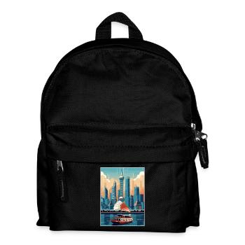Shanghai China Travel Poster Souvenir Painting WPA - Kids' Backpack - black - Front