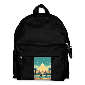 Cairo Egypt Great Pyramids Of Giza Travel Poster - Kids' Backpack - black - Front