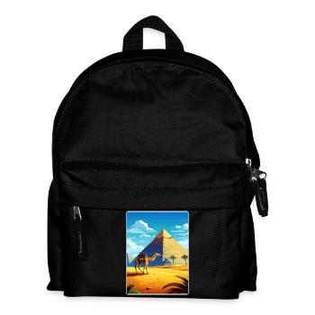 Cairo Egypt Great Pyramids Of Giza Travel Poster - Kids' Backpack - black - Front