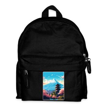 Mount Fuji Japan Reise Poster Souvenir Farbe WPA - Kinder Rucksack - Schwarz - Vorne