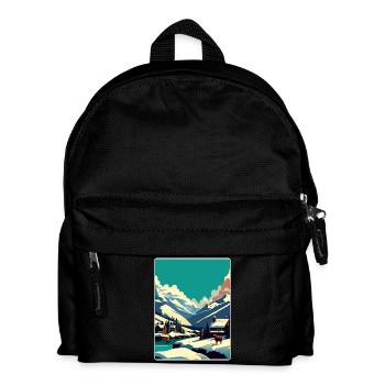 Verbier Ski Resort Mountain Switzerland Travel WPA - Kids' Backpack - black - Front