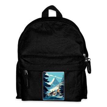 Zermatt Ski Skiing Travel Poster Souvenir Paint WP - Kids' Backpack - black - Front