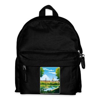 Turin Italy Travel Poster Souvenir Postcard Paint - Kids' Backpack - black - Front
