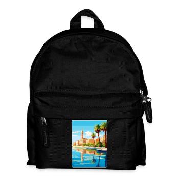 Zagreb Croatia Travel Poster Souvenir Painting WPA - Kids' Backpack - black - Front