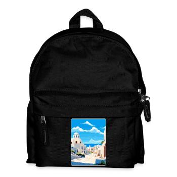 Kos Greece Travel Poster Souvenir Postcard Paint - Kids' Backpack - black - Front