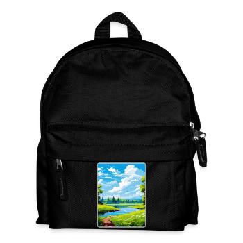 Donau Auen Deutschland Reiseposter Souvenir Farbe WP - Kinder Rucksack - Schwarz - Vorne