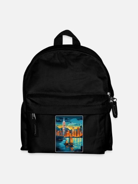 Hongkong China Reise Poster Souvenir Farbe WPA - Kinder Rucksack - Schwarz