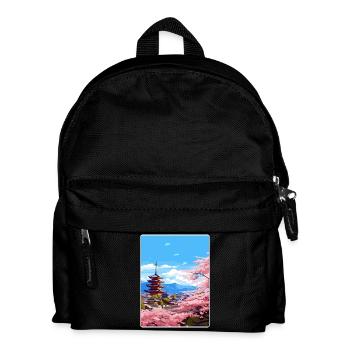 Kyoto Japan Travel Poster Souvenir Postcard Paint - Kids' Backpack - black - Front