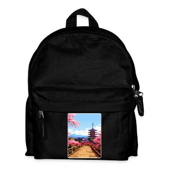 Kyoto Japan Travel Poster Souvenir Postcard Paint - Kids' Backpack - black - Front