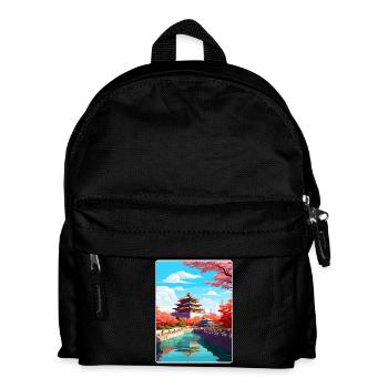 Beijing China Travel Poster Souvenir Painting WPA - Kids' Backpack - black - Front