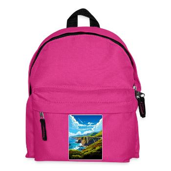 Big Sur Nationalpark Kalifornien Reiseplakat WPA - Kinder Rucksack - Fuchsia - Vorne