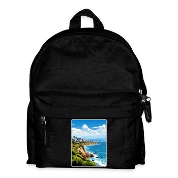 Lima Peru Reise Poster Souvenir Postkarte Malerei - Kinder Rucksack - Schwarz - Vorne