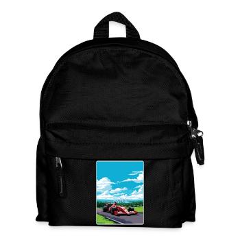 Lebendiges Formel-Rennwagen-Design - Kinder Rucksack - Schwarz - Vorne