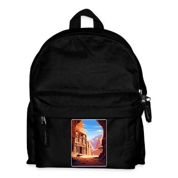 Petra Jordan Travel Poster Souvenir Postcard Paint - Kids' Backpack - black - Front