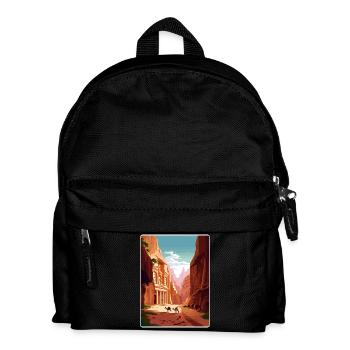 Petra Jordan Travel Poster Souvenir Postcard Paint - Kids' Backpack - black - Front