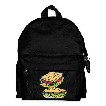 Sandwich Fast Food Koch Köche Köchin kochen - Kinder Rucksack - Schwarz - Vorne