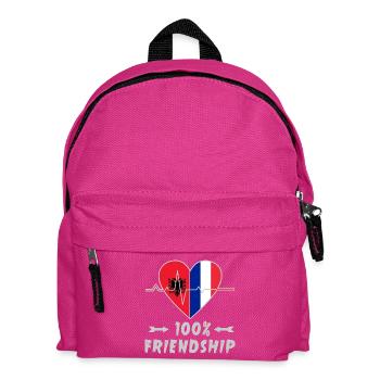 Albanien und Frankreich 100% Freundschaft - Kinder Rucksack - Fuchsia - Vorne