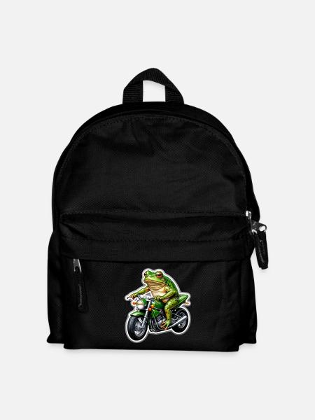 Frog on motorcycle - Kids' Backpack - black